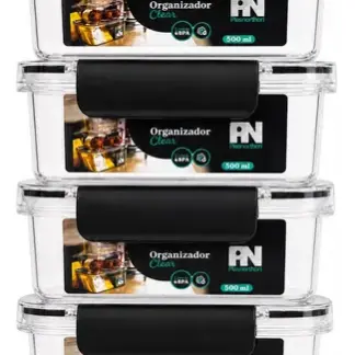 Kit 4 Potes 500ml Transparente – Kit Com 4 Unidades Transparente